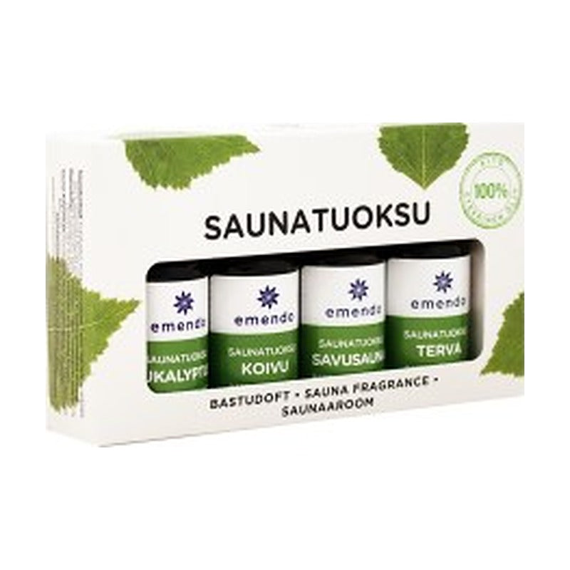 Saunaduft Set, 4 x 10 ml (Eukalyptus, Birke, Rauchsauna, Teer)