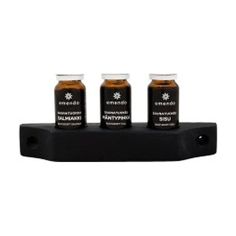 Saunaduft Black Set mit Wandhalter, 3 x 10 ml (Salmiak, Kiefer, Sisu)